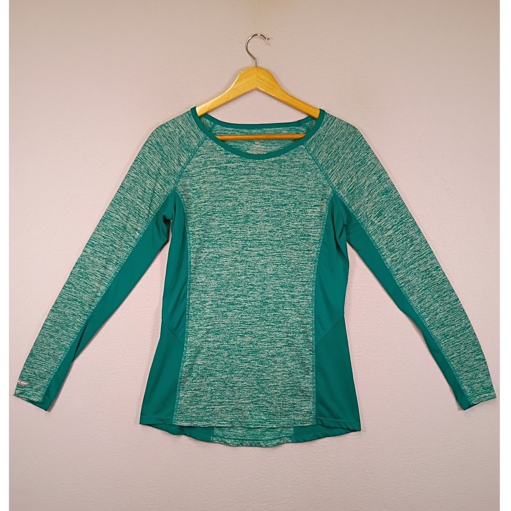 Athleisure Danskin Now Womens Small Teal Heathered Long Sleeve Performance Top